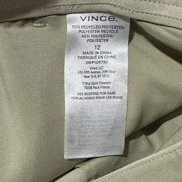 Vince Tailored Straight Pants Women's 12 Sepia Crepe Fit Slash Pockets NWT $345